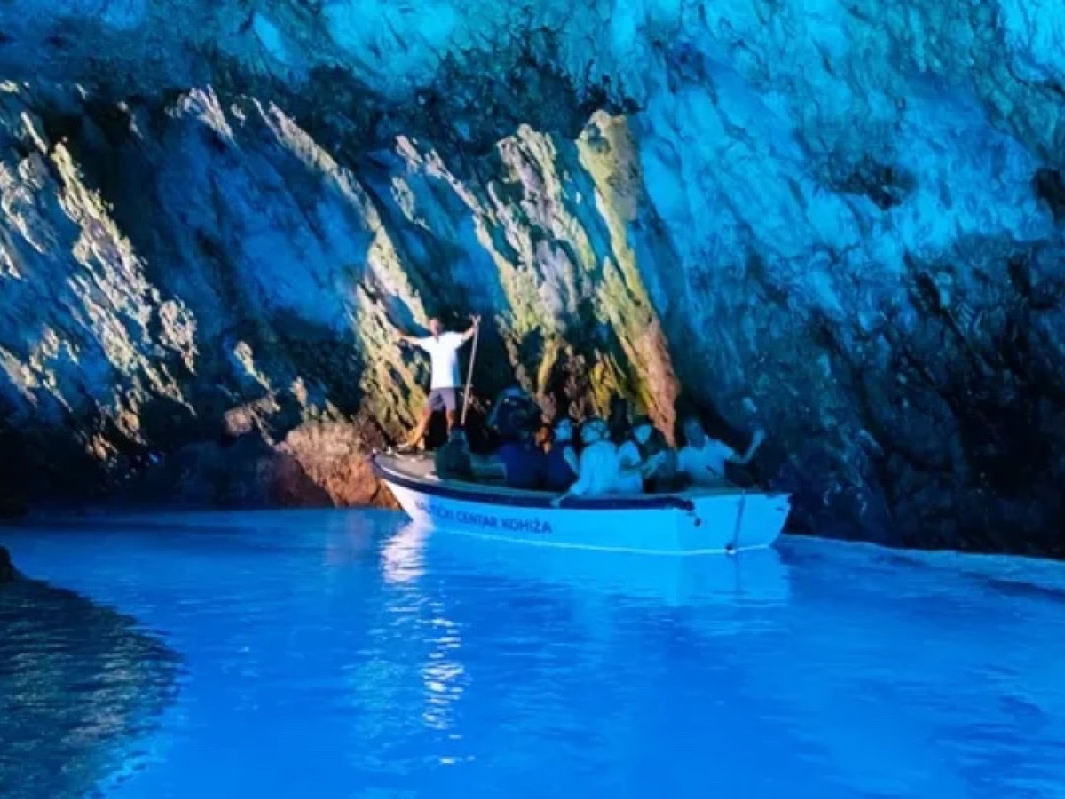 Blue Cave on Koločep, Elaphiti Islands — peak blue-light window