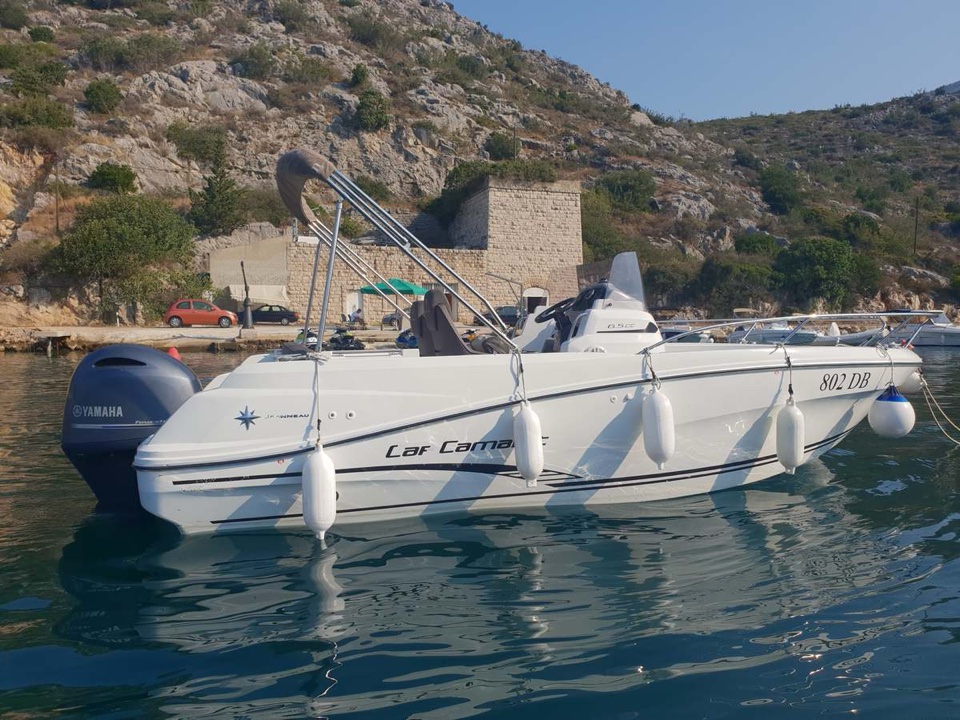 Marin Kovačević at the helm of the Cap Camarat 6.5 CC at Marina Frapa, Dubrovnik
